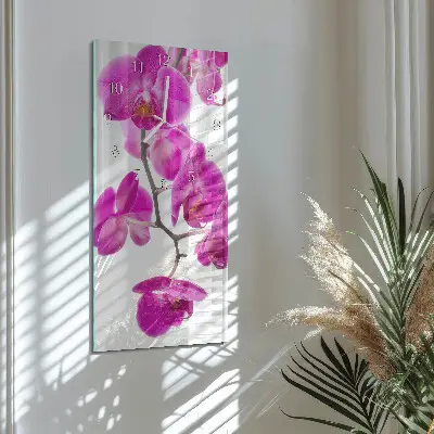 Horloge murale en verre rectangulaire Orchidées