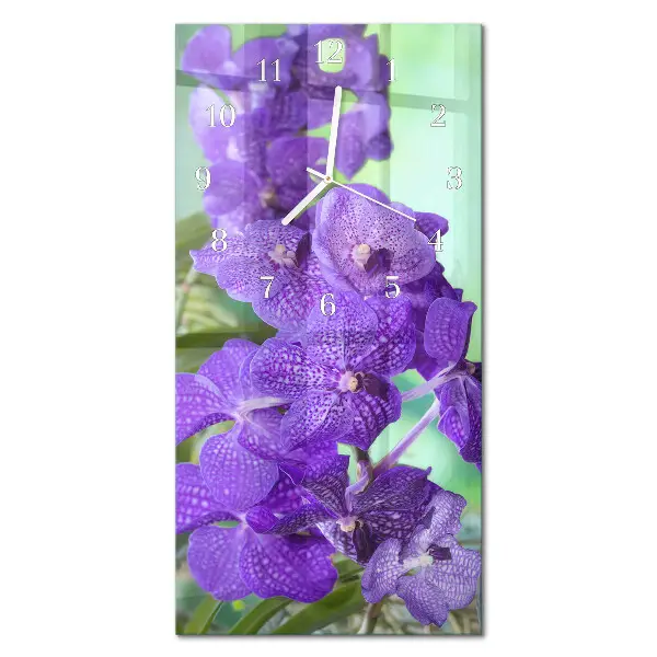 Horloge murale en verre rectangulaire Fleurs