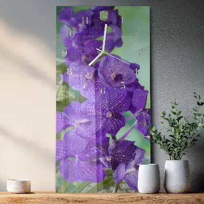 Horloge murale en verre rectangulaire Fleurs