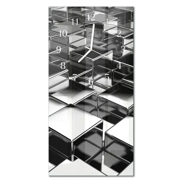 Horloge murale en verre rectangulaire Cubes métalliques