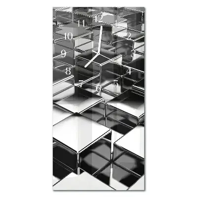 Horloge murale en verre rectangulaire Cubes métalliques