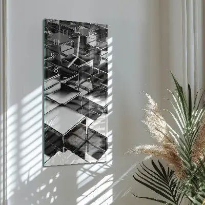 Horloge murale en verre rectangulaire Cubes métalliques
