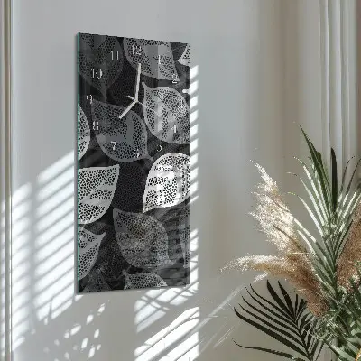 Horloge murale en verre rectangulaire Feuilles de plantes