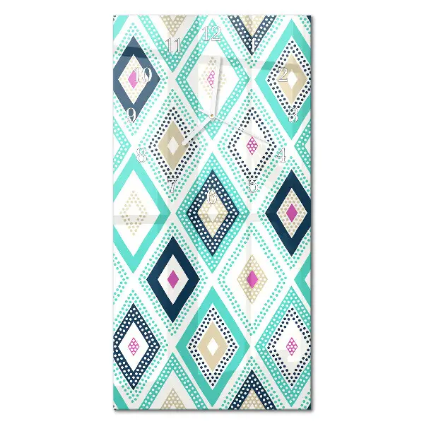 Horloge murale en verre rectangulaire Diamants