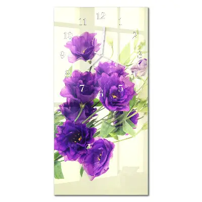 Horloge murale en verre rectangulaire Fleurs