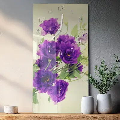 Horloge murale en verre rectangulaire Fleurs