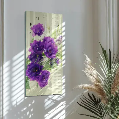 Horloge murale en verre rectangulaire Fleurs
