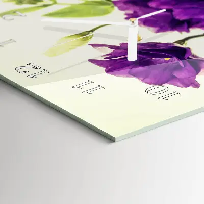 Horloge murale en verre rectangulaire Fleurs