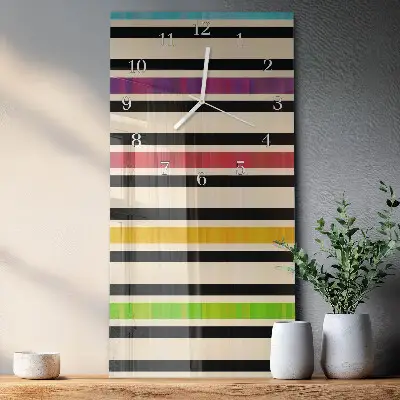 Horloge murale en verre rectangulaire Rayures