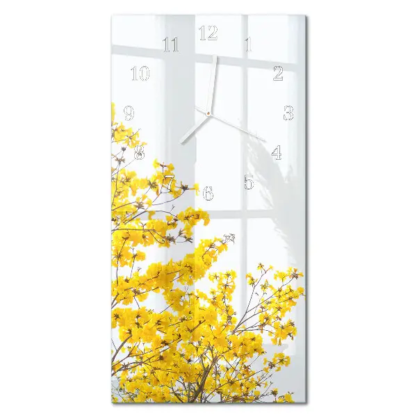 Horloge murale en verre rectangulaire Arbre en fleurs