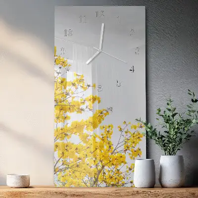 Horloge murale en verre rectangulaire Arbre en fleurs