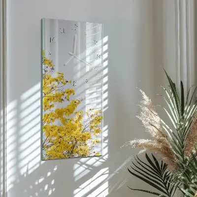Horloge murale en verre rectangulaire Arbre en fleurs