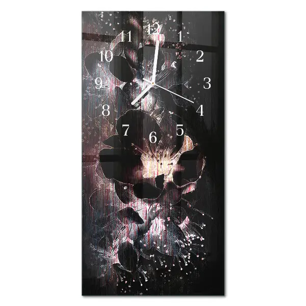 Horloge murale en verre rectangulaire Fleurs