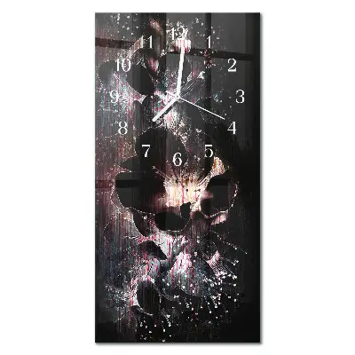 Horloge murale en verre rectangulaire Fleurs