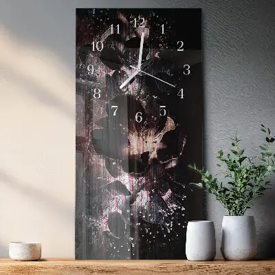 Horloge murale en verre rectangulaire Fleurs