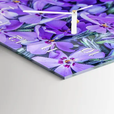 Horloge murale en verre rectangulaire Fleurs
