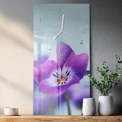 Horloge murale en verre rectangulaire Fleur