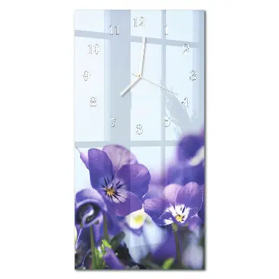 Horloge murale en verre rectangulaire Fleurs
