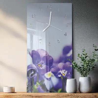 Horloge murale en verre rectangulaire Fleurs