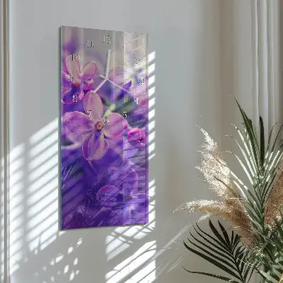 Horloge murale en verre rectangulaire Fleurs