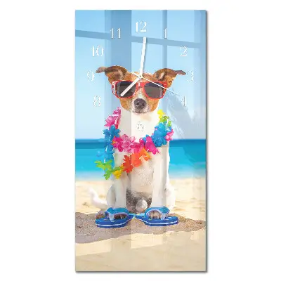 Horloge murale en verre rectangulaire Chien