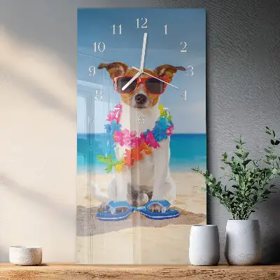 Horloge murale en verre rectangulaire Chien