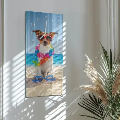 Horloge murale en verre rectangulaire Chien