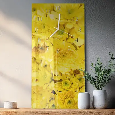 Horloge murale en verre rectangulaire Fleurs