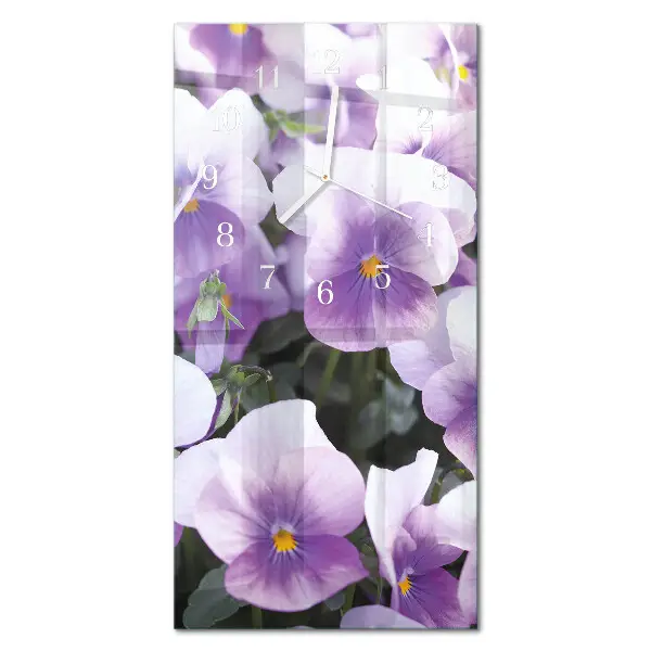 Horloge murale en verre rectangulaire Fleurs