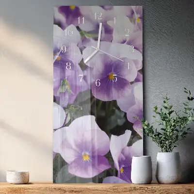 Horloge murale en verre rectangulaire Fleurs