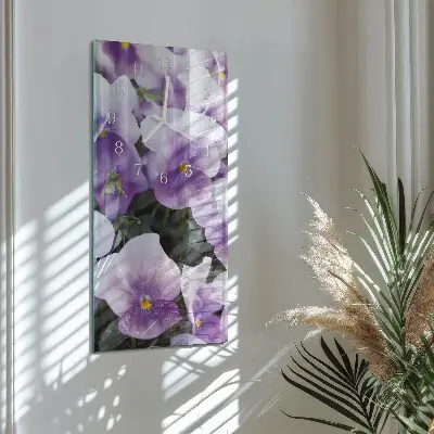 Horloge murale en verre rectangulaire Fleurs