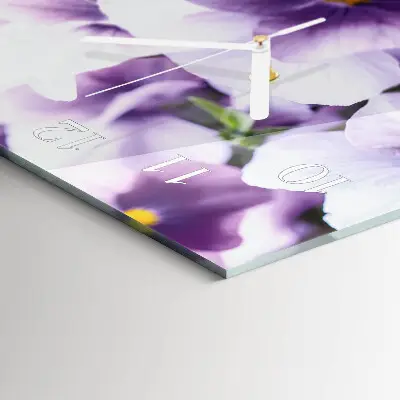 Horloge murale en verre rectangulaire Fleurs