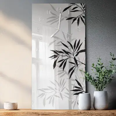 Horloge murale en verre rectangulaire Bambou