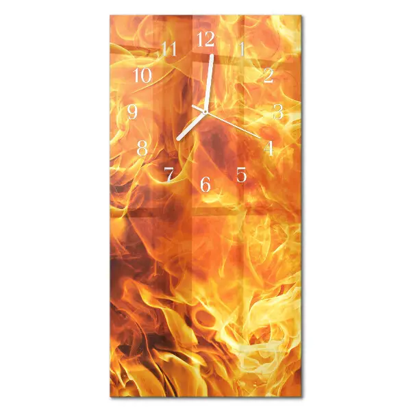 Horloge murale en verre rectangulaire Feu
