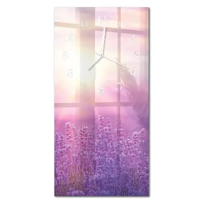 Horloge murale en verre rectangulaire Lavande