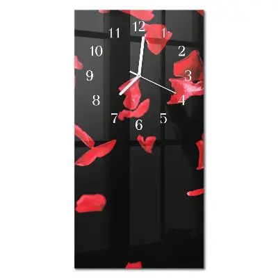 Horloge murale en verre rectangulaire Pétales de rose