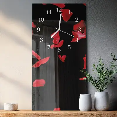 Horloge murale en verre rectangulaire Pétales de rose