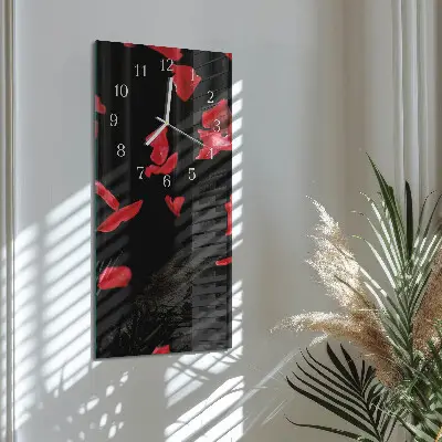 Horloge murale en verre rectangulaire Pétales de rose