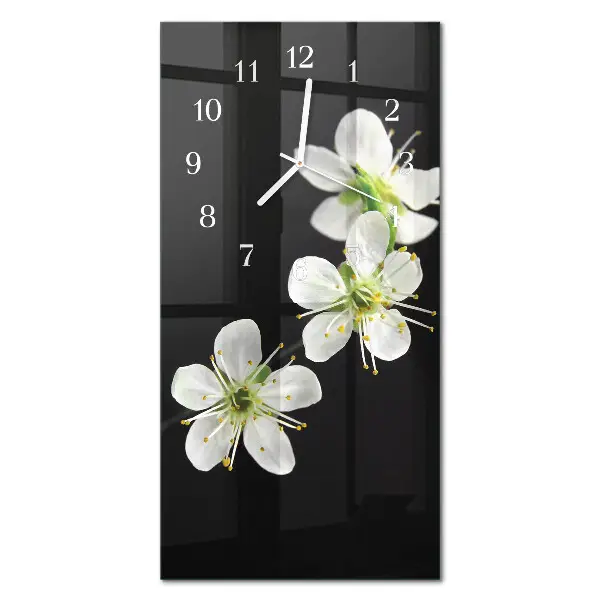 Horloge murale en verre rectangulaire Fleurs