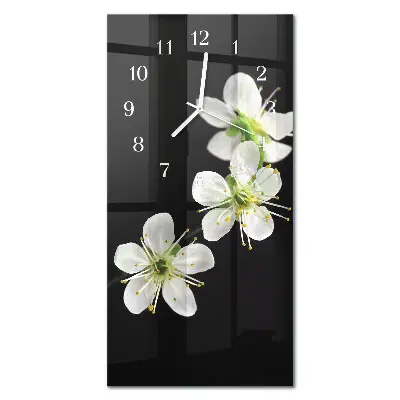 Horloge murale en verre rectangulaire Fleurs