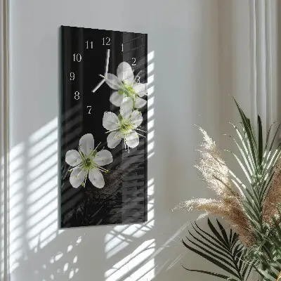 Horloge murale en verre rectangulaire Fleurs