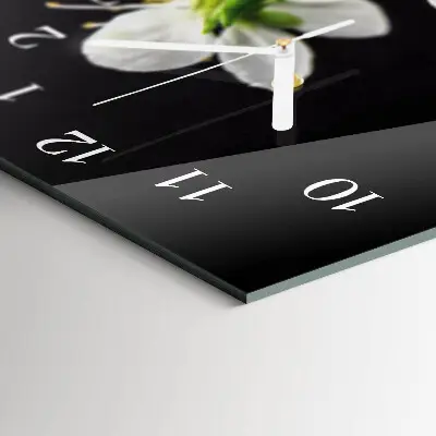 Horloge murale en verre rectangulaire Fleurs