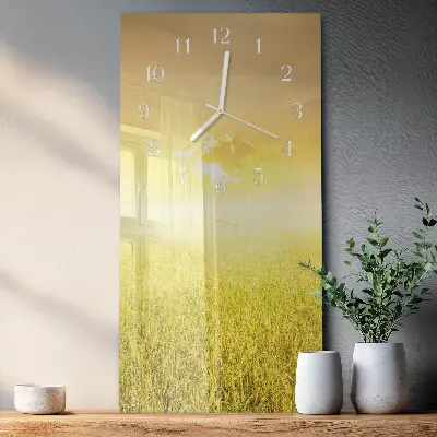 Horloge murale en verre rectangulaire Champ de maïs