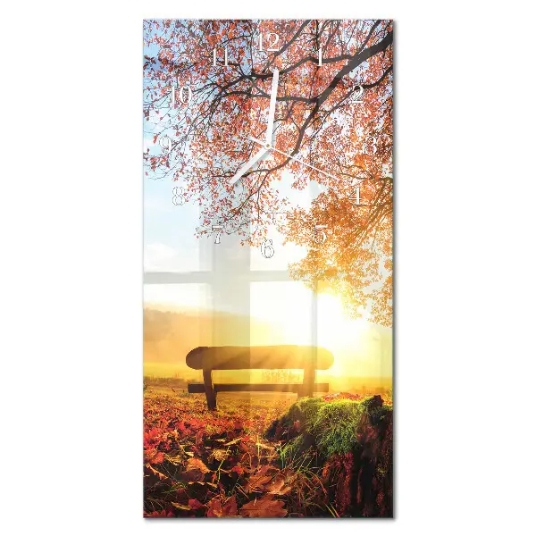 Horloge murale en verre rectangulaire Un banc dans le parc
