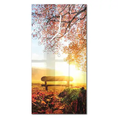 Horloge murale en verre rectangulaire Un banc dans le parc