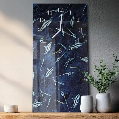 Horloge murale en verre rectangulaire Poisson