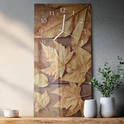 Horloge murale en verre rectangulaire Feuilles