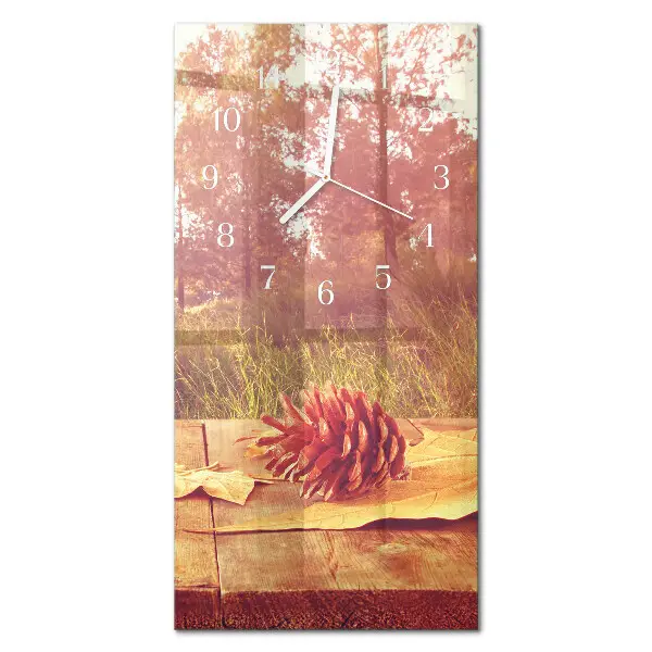 Horloge murale en verre rectangulaire Pommes de pin
