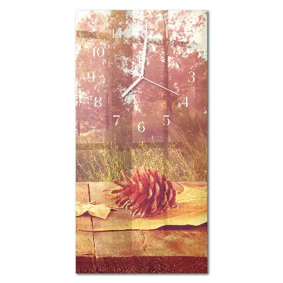 Horloge murale en verre rectangulaire Pommes de pin