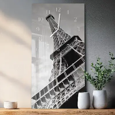 Horloge murale en verre rectangulaire Tour eiffel
